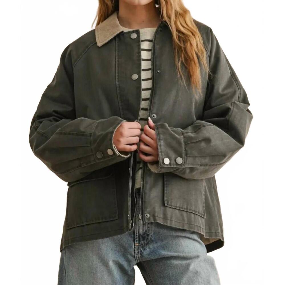 NEW MIOU MUSE collar contrasted utility jacket in blue - Picture 2 of 5
